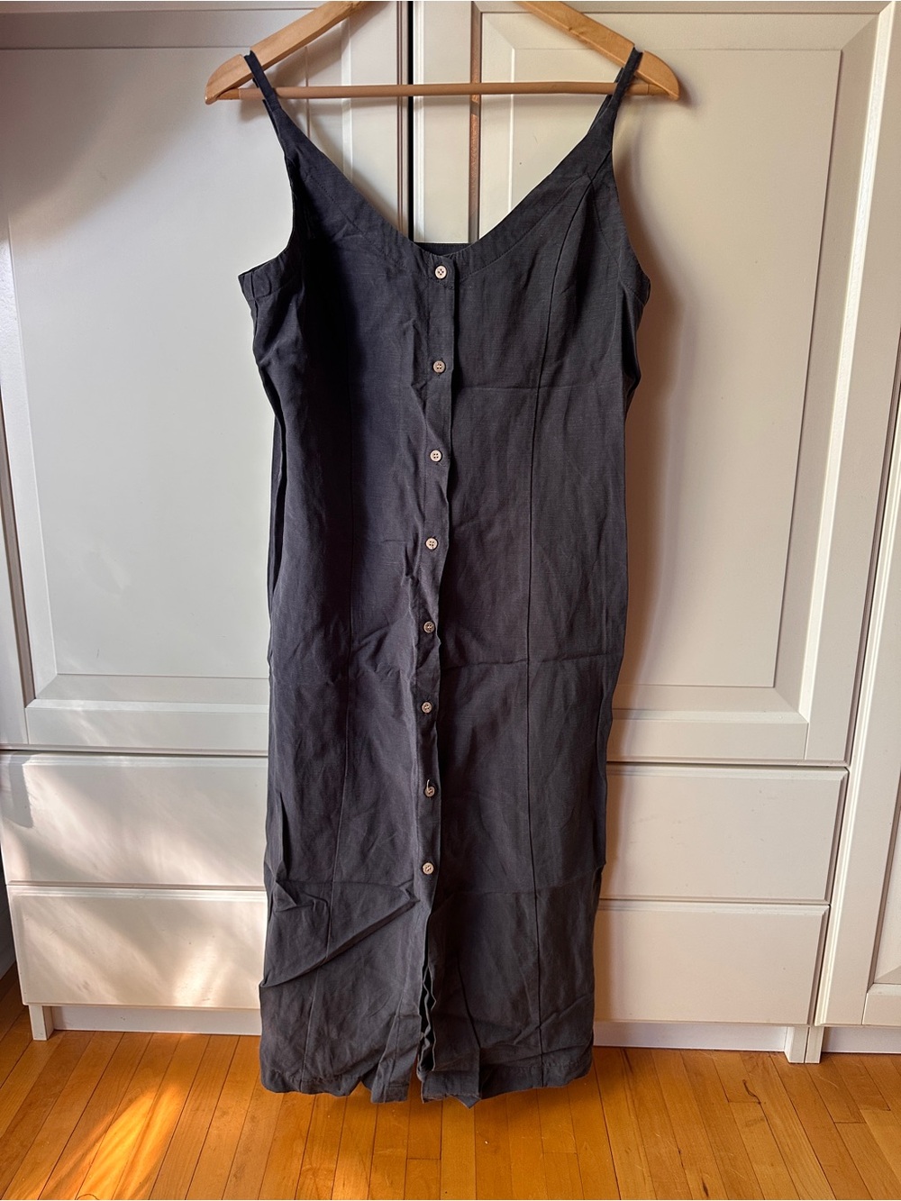 tentree Faded black/Slate Grey Button-Front Midi Dress